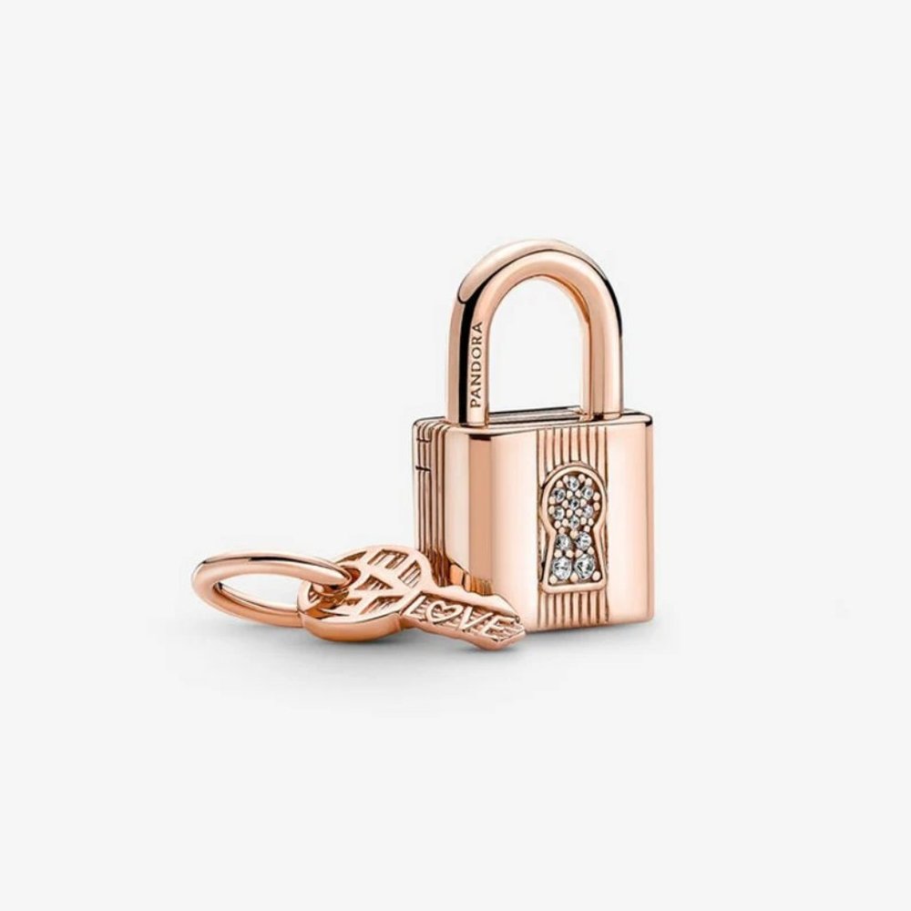 Pandora Rose Gold Padlock & Key Dangle Charm